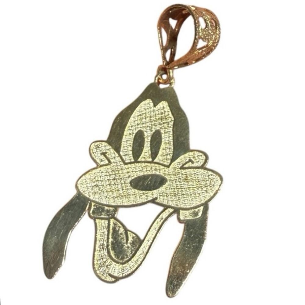 10K Gold Goofy Character Charm Pendant Vintage Cartoon Dog 2”